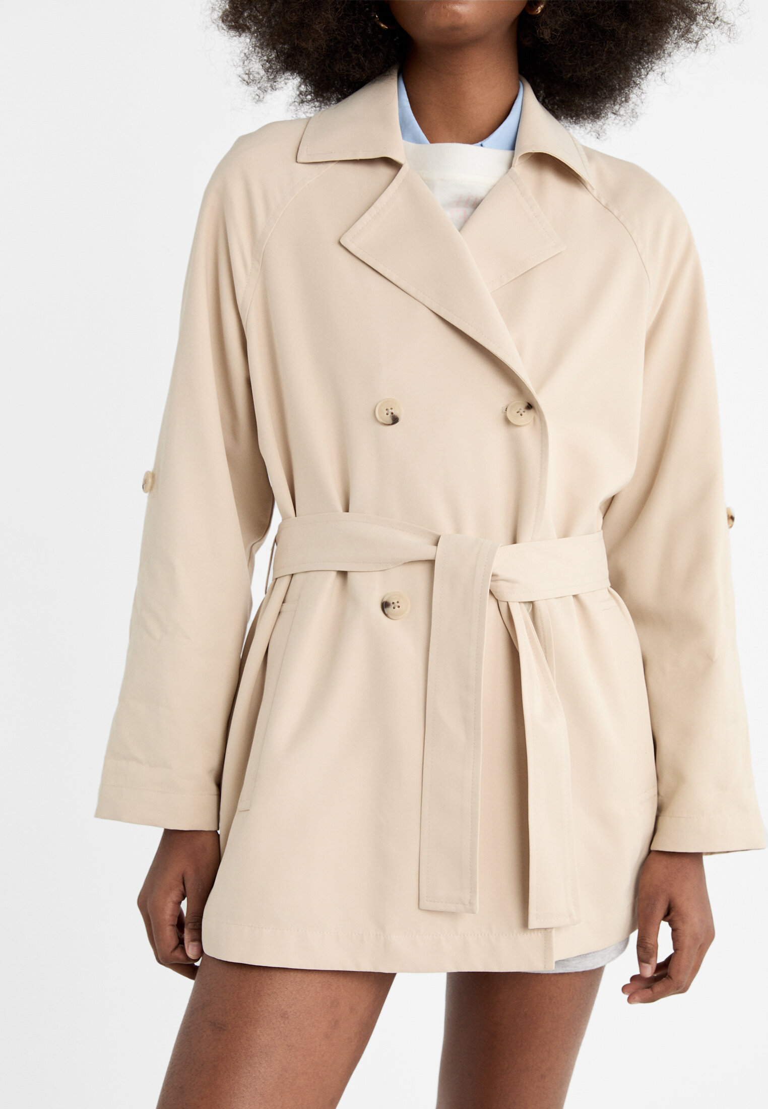 Short loose trench coat Women s fashion Stradivarius Republic