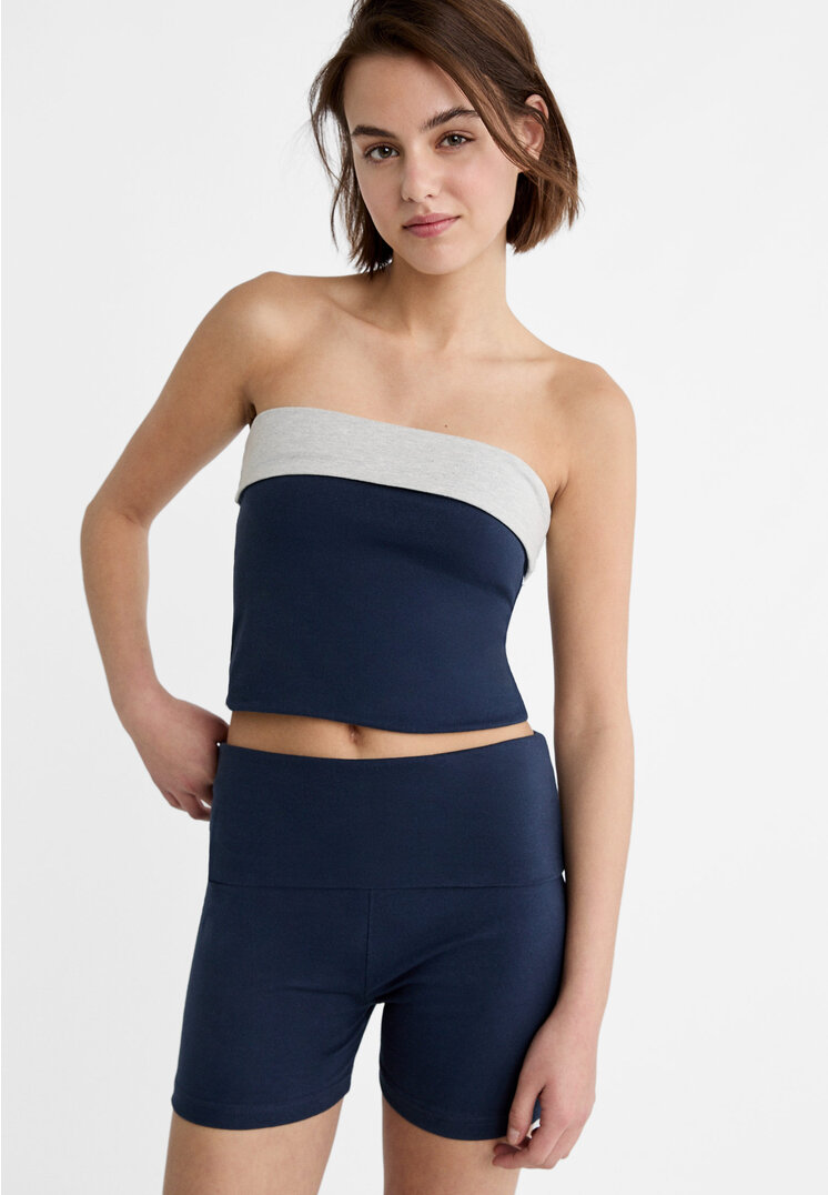 

Stradivarius Wende-Bandeau-Top Grau Melange M