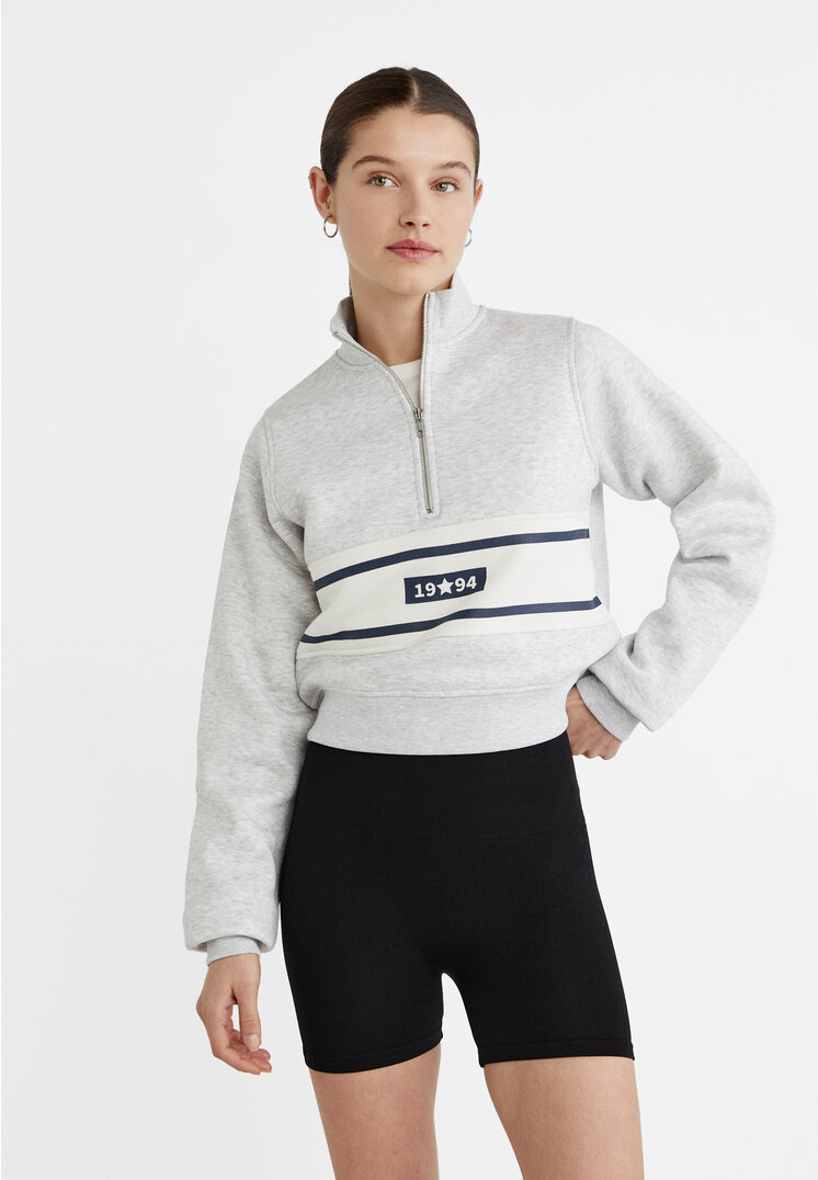 Stradivarius Nahtlose Sport-Hot-Pants mit Fischgrätenstruktur Schwarz XS