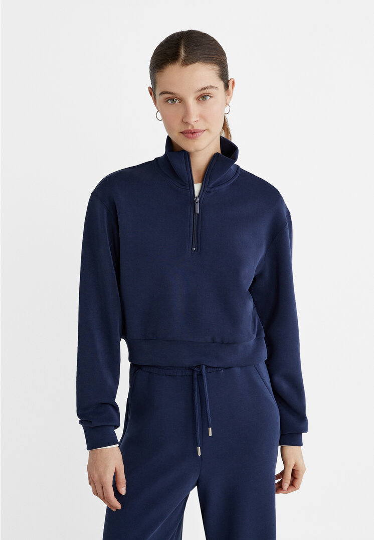 

Stradivarius Bluza z modalu z suwakiem Morski L