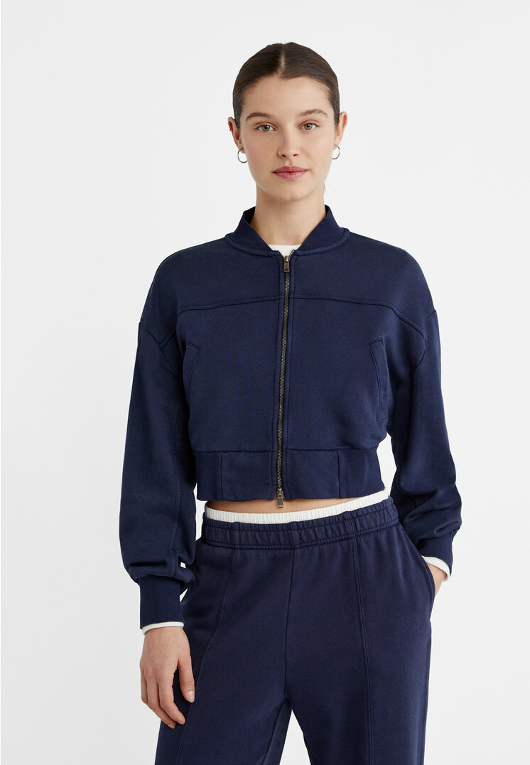 

Stradivarius Bomberjacke im Washed-Look Marineblau M