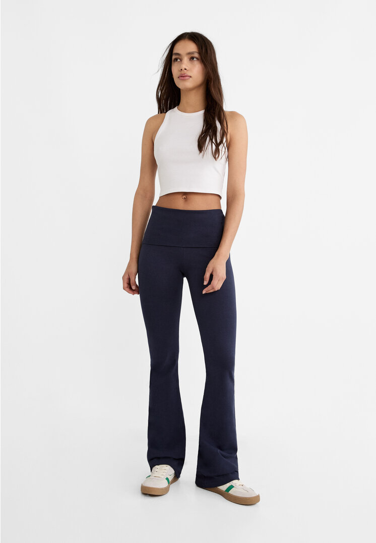 We'll take one pair of Cotton Foldover Flare Leggings with a hint