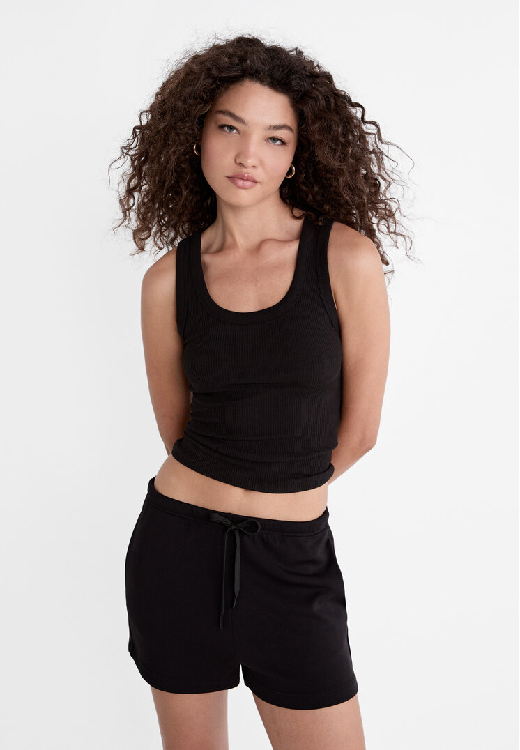 

Stradivarius Weiche Shorts mit Kordeln Schwarz XL
