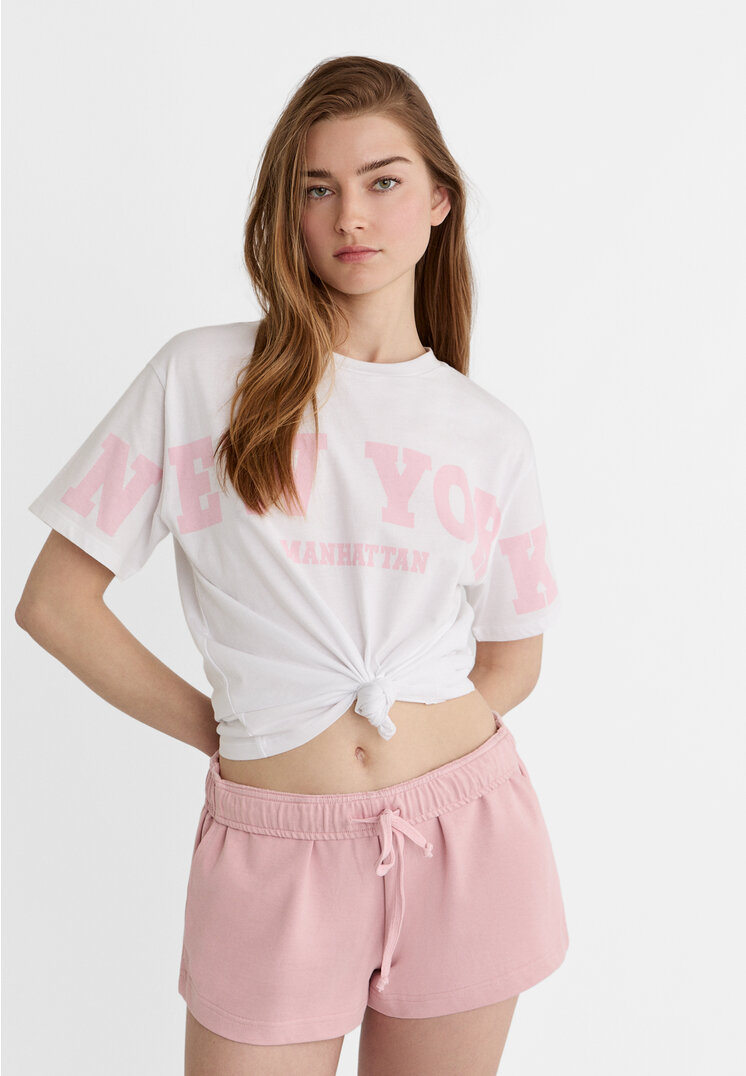 

Stradivarius Shorts aus Baumwolle Pastellrosa XS