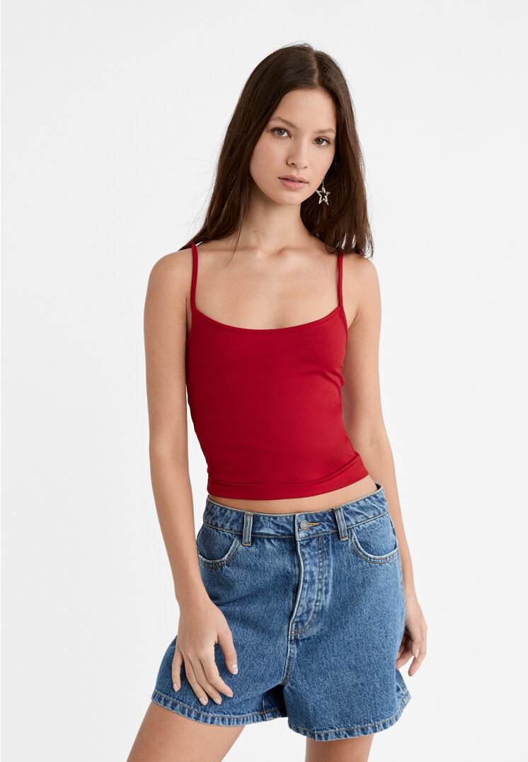 

Stradivarius Trägertop aus Polyamid Dunkelrot S