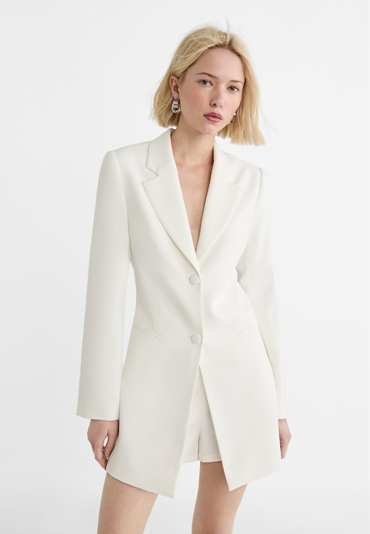 Robe blazer blanche stradivarius hot sale