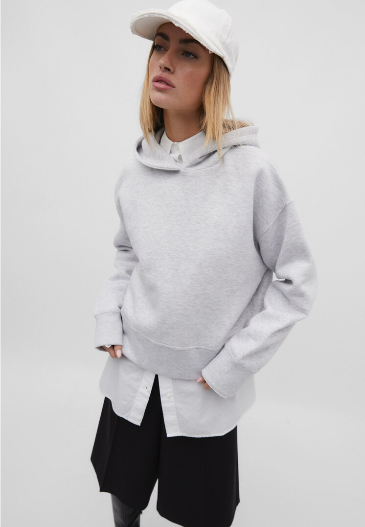 

Stradivarius Basic-Hoodie Grau Melange L