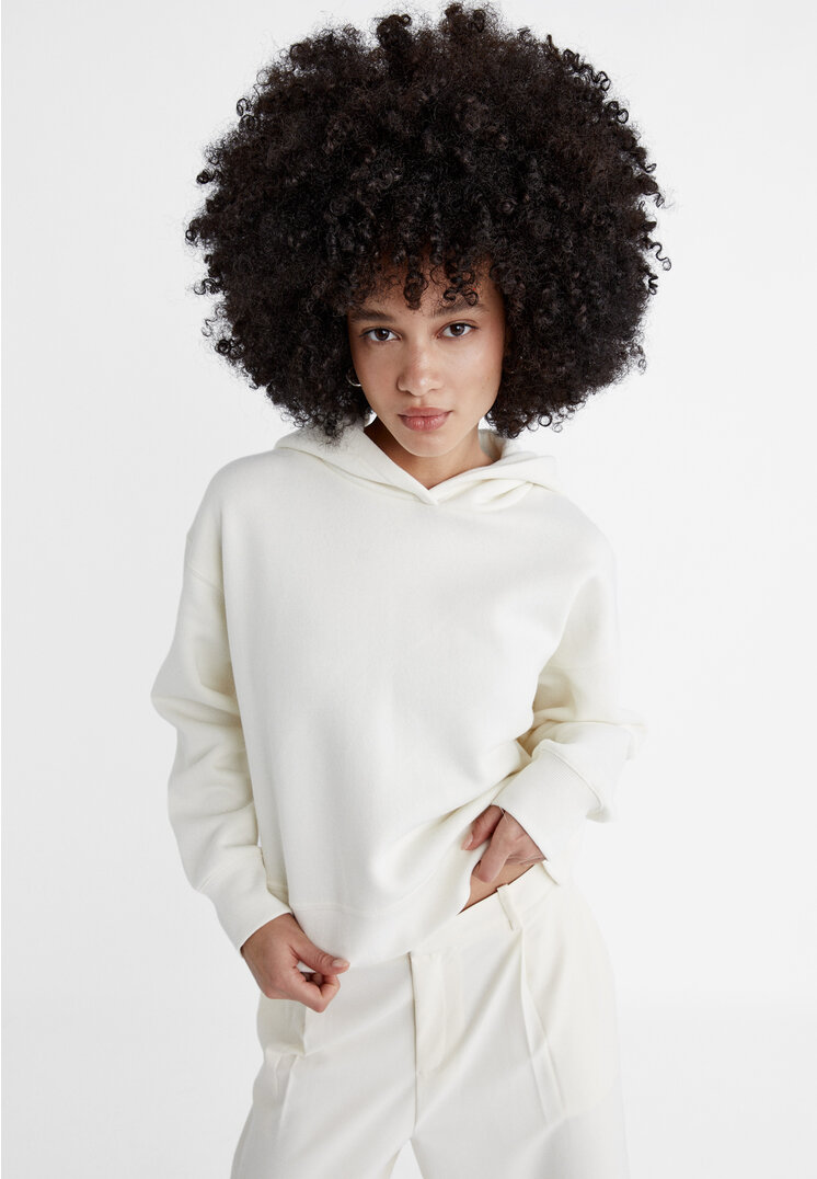 Stradivarius Basic-Hoodie Steingrau S