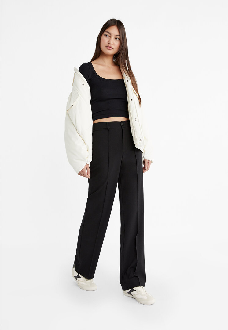 

Stradivarius Stoffhose mit Mittelnaht Schwarz 38