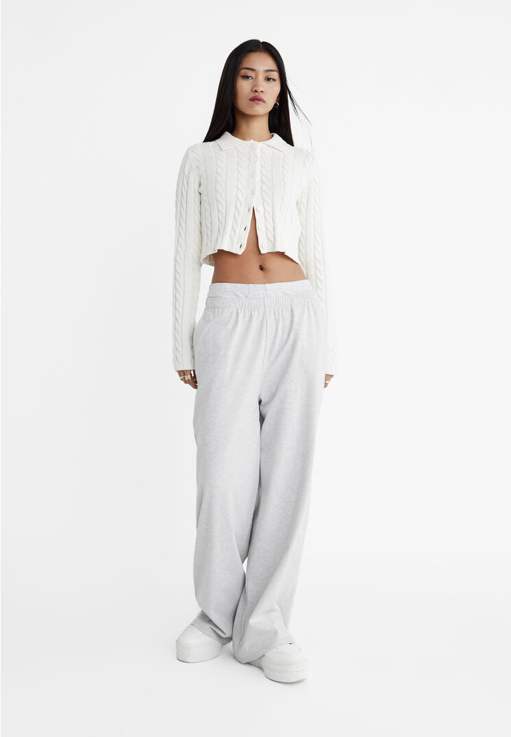 

Stradivarius Wide Leg Hose Grau Melange S
