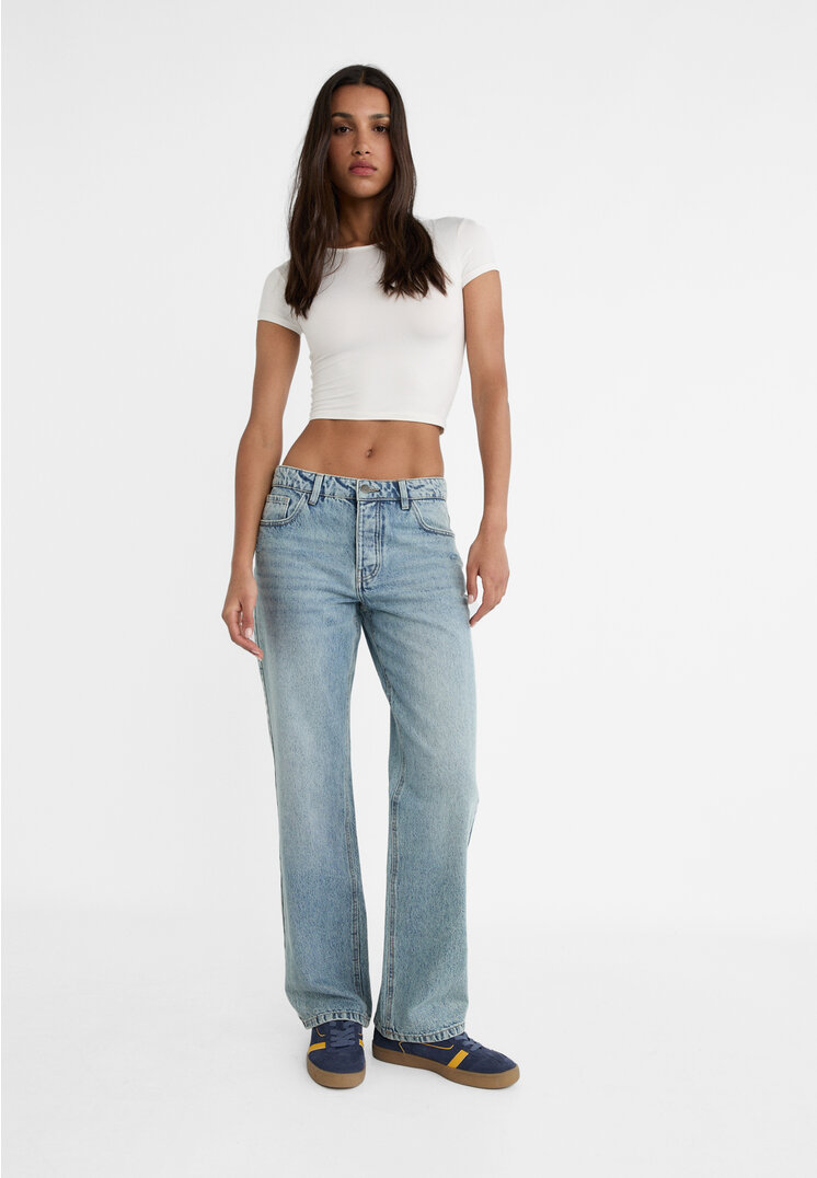 

Stradivarius Jeans mit halbhohem Bund Jeansblau 38
