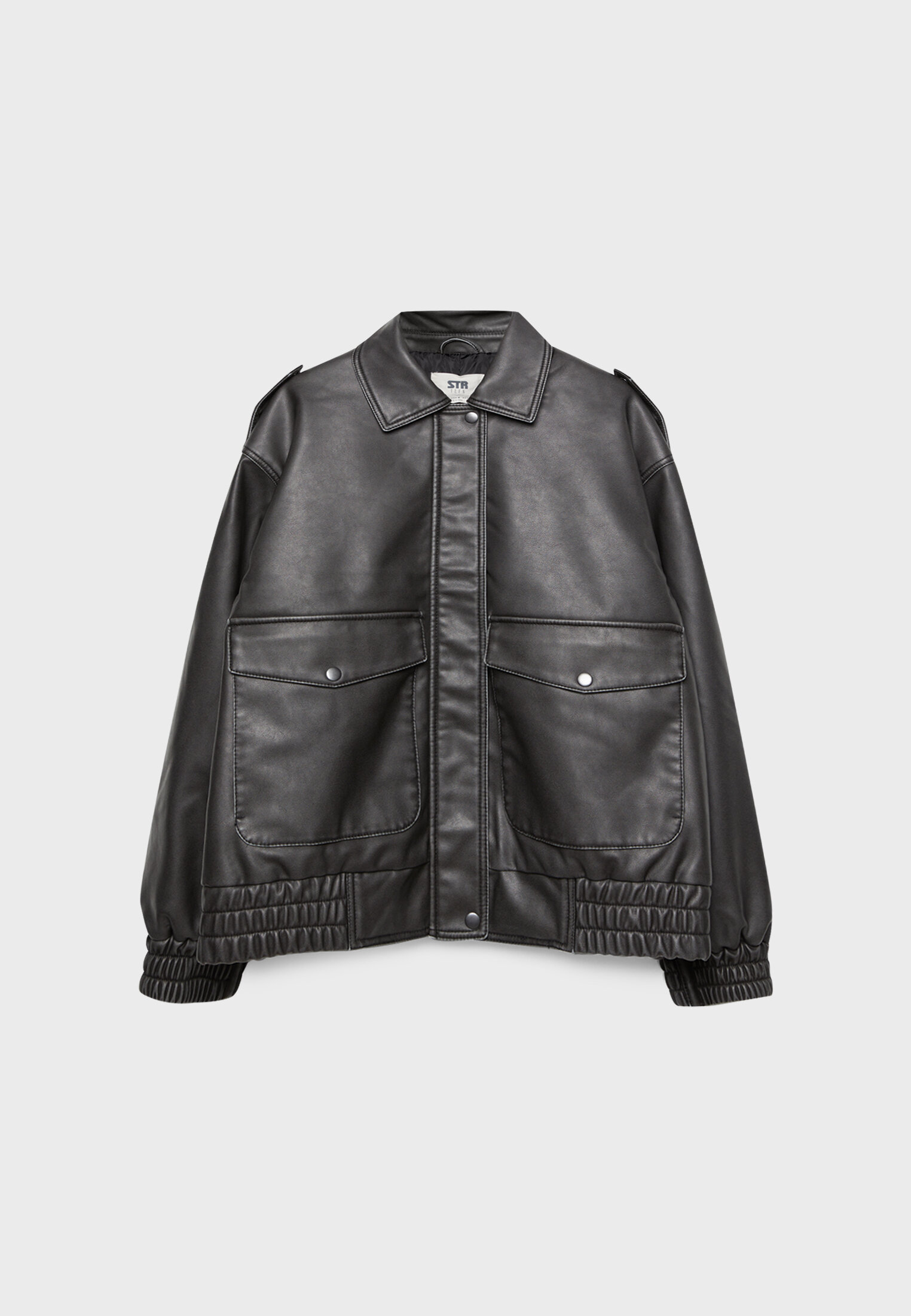 Faux leather aviator jacket