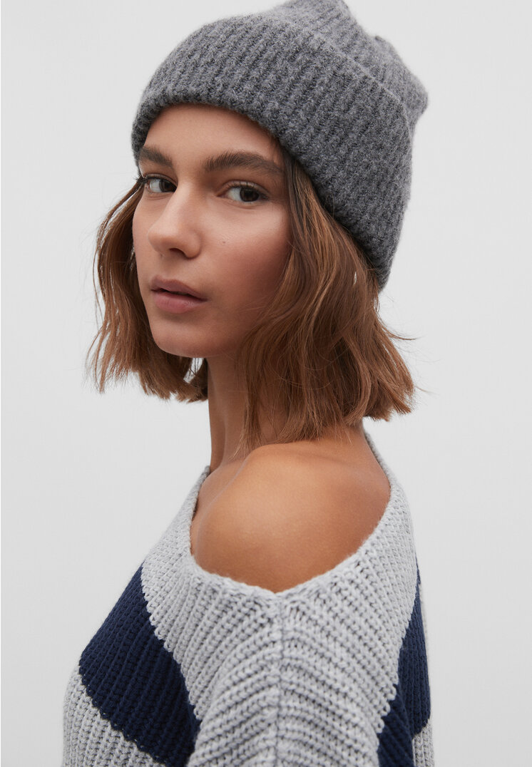 Stradivarius Striped knit jumper  Navy blue L