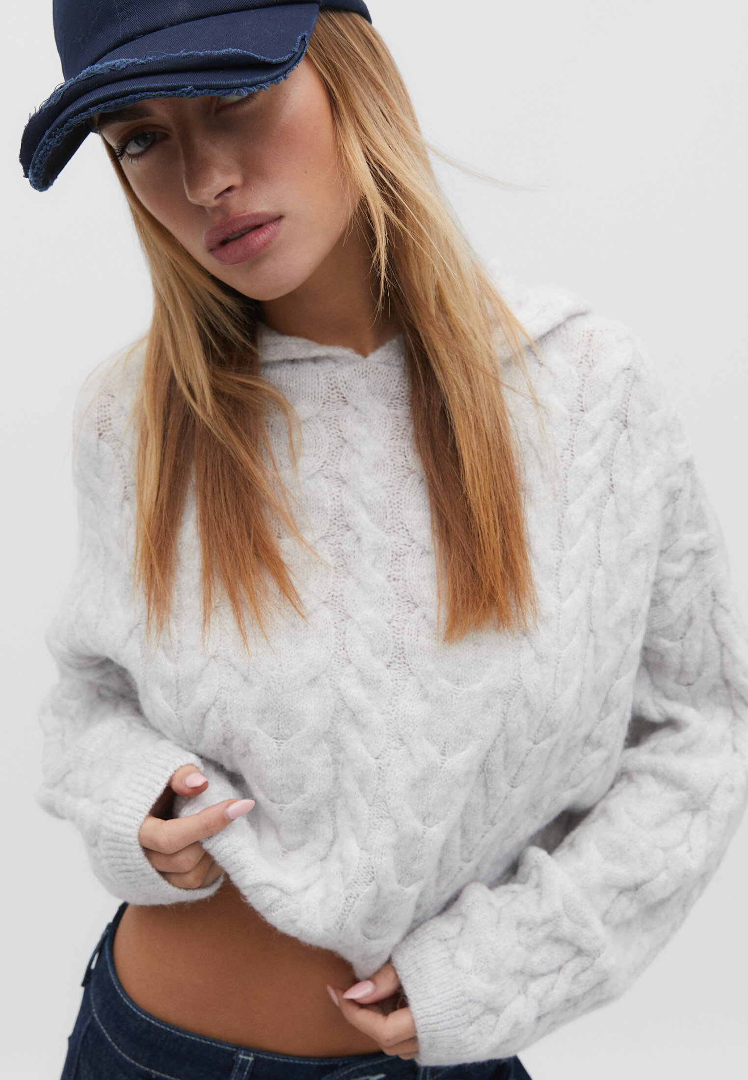 Cable knit store hooded sweater women's