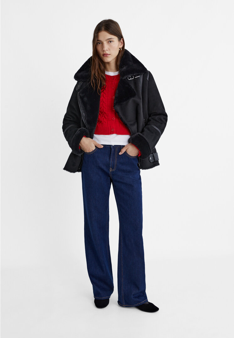 

Stradivarius Doubleface-Bikerjacke mit weichem Kunstfell Schwarz L