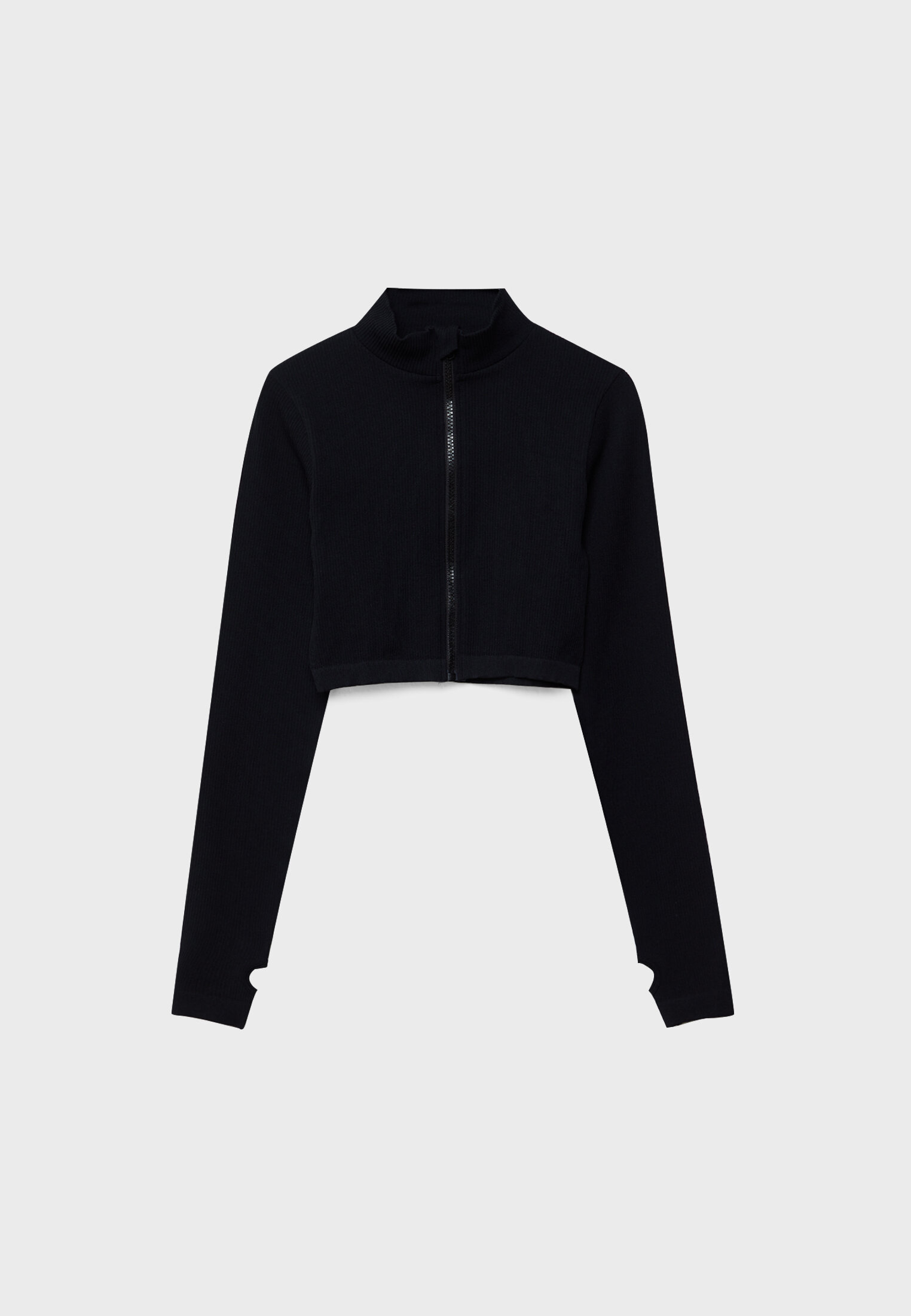 Black zip front outlet top