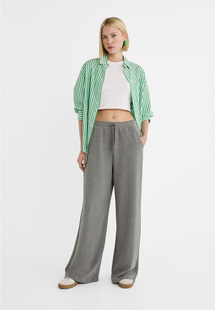 

Stradivarius Weiche Palazzo-Hose Graumeliert M