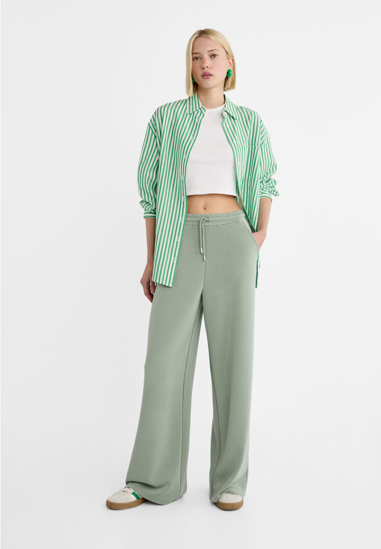 

Stradivarius Weiche Palazzo-Hose Pastellgrün XL
