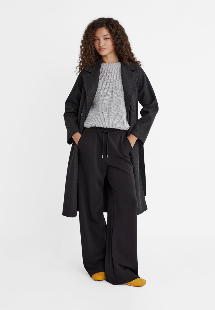 

Stradivarius Miękkie spodnie palazzo Czarny XS