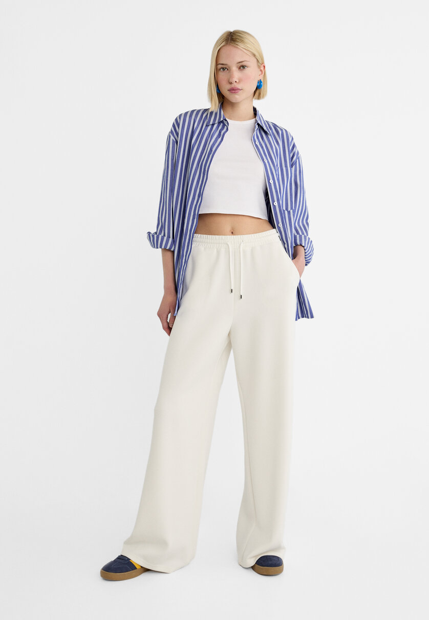 Soft-touch palazzo trousers - Women's fashion | Stradivarius Canada