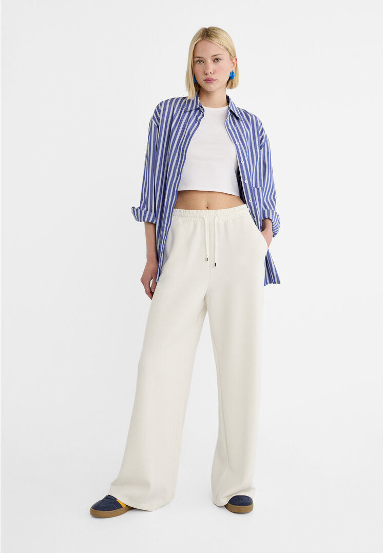 

Stradivarius Weiche Palazzo-Hose Ecru S