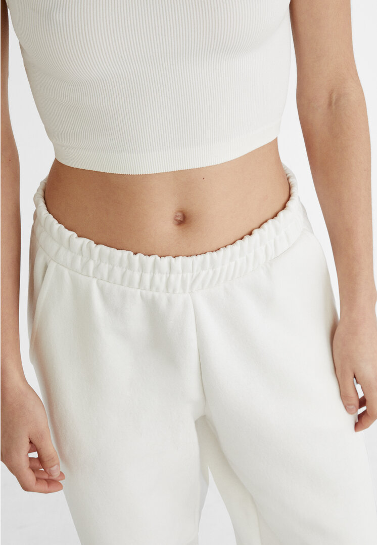 Stradivarius Plush boyfriend joggers  White M