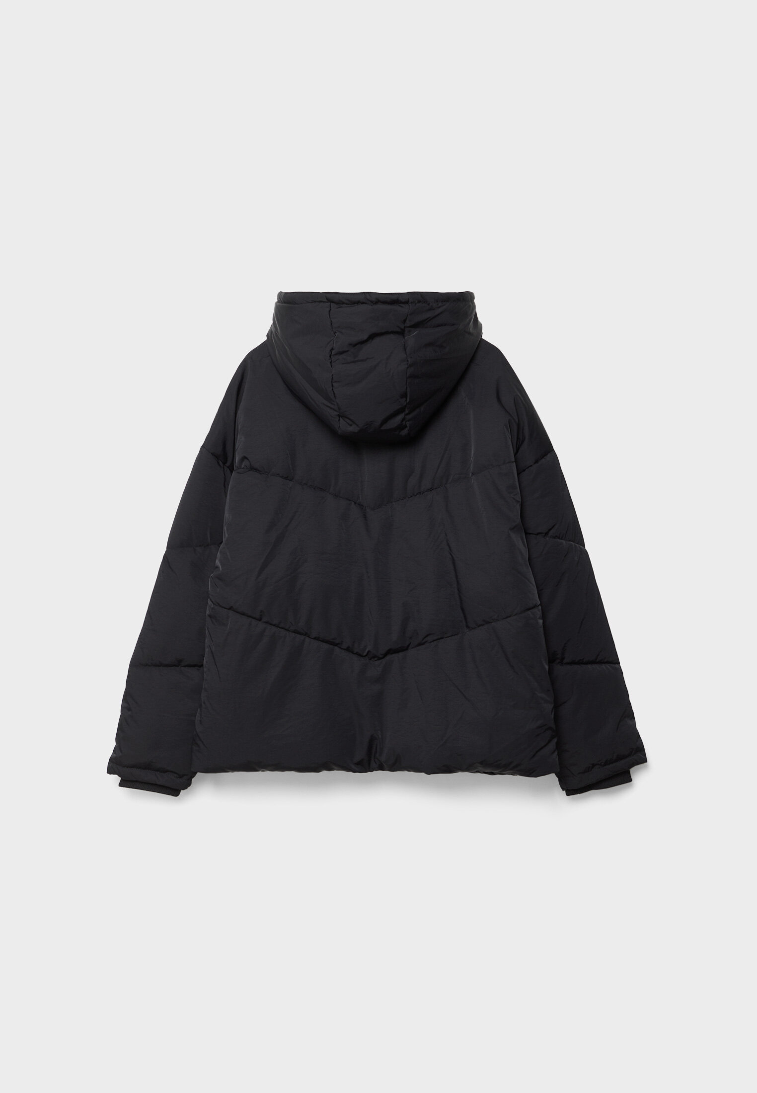 H&m black best sale hooded puffer jacket