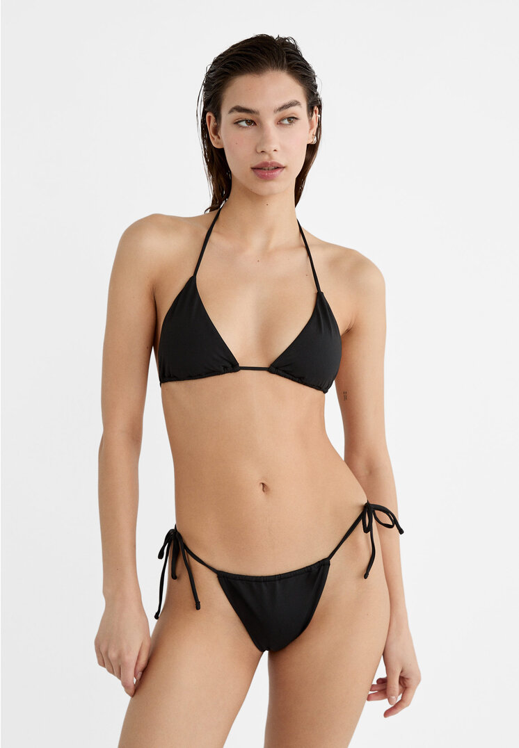 Stradivarius Triangle-Bikinioberteil gleitend Schwarz XS