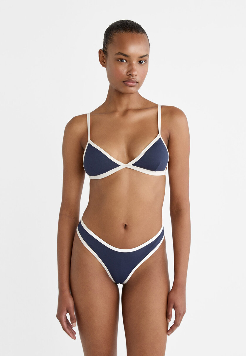 Contrast triangle bikini top