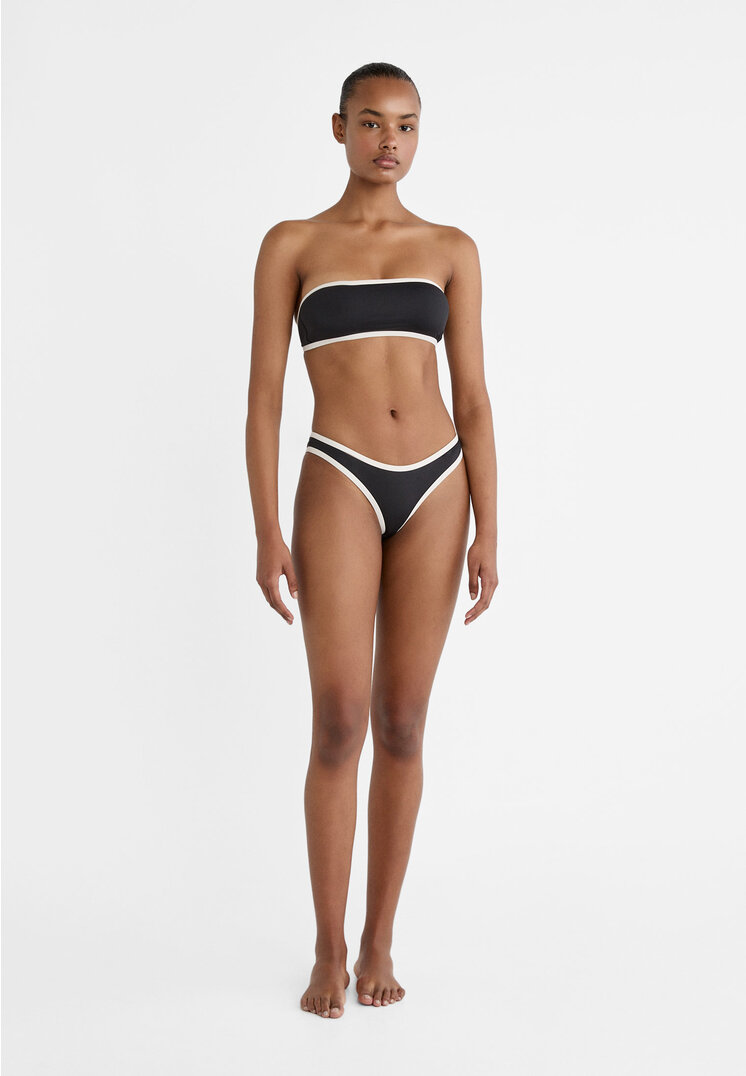 

Stradivarius Kontrastowe figi brazylijskie od bikini Czarny S