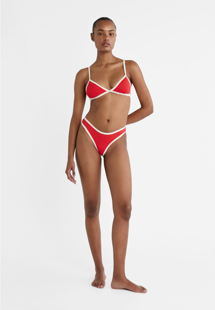 

Stradivarius Kontrastowe figi brazylijskie od bikini Czerwony XL
