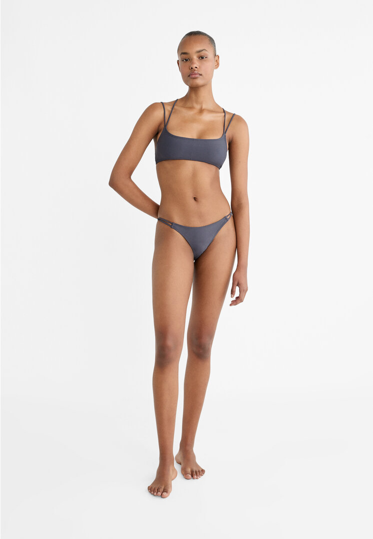

Stradivarius Bikinihöschen mit Bändern Graumeliert L
