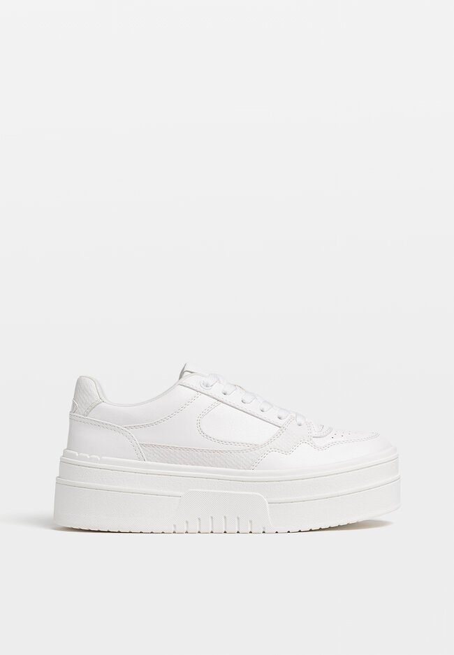 

Stradivarius Weiße Flatform-Sneaker im Casual-Stil WEISS 40