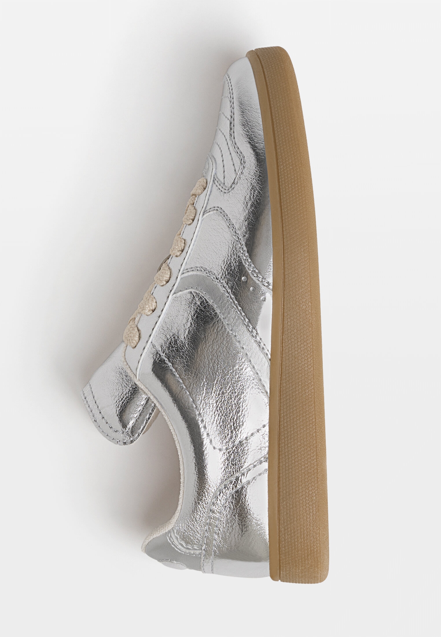 Silver leather trainers on sale