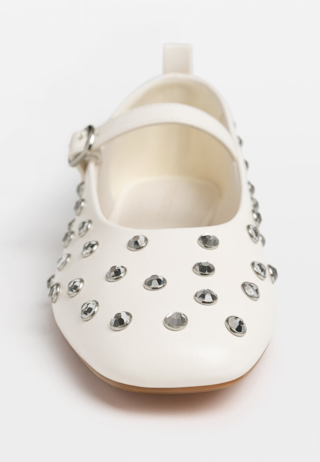 Stradivarius Ballet flats with rhinestone ankle strap  ECRU 5
