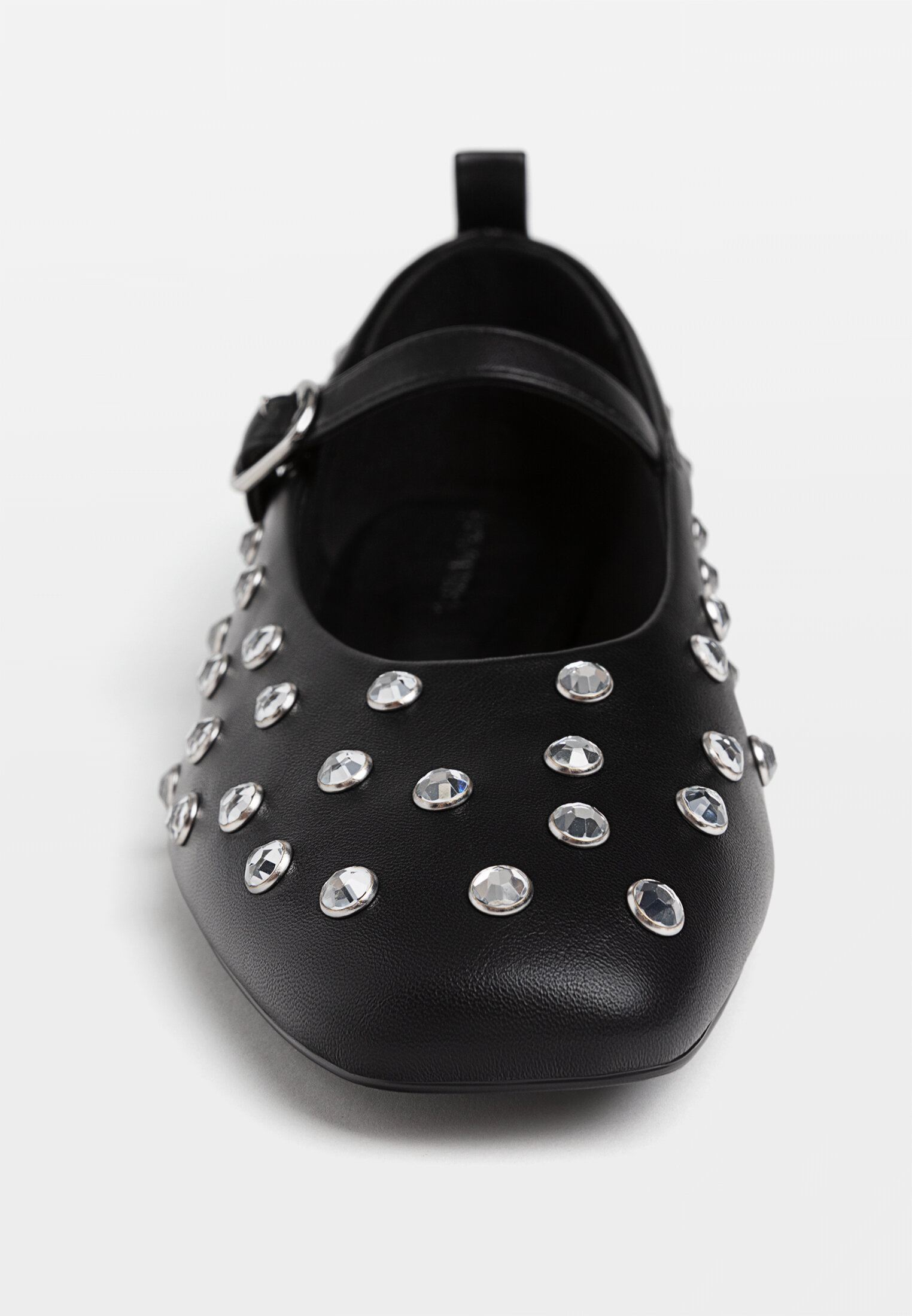 Ballet flats with rhinestone ankle strap
