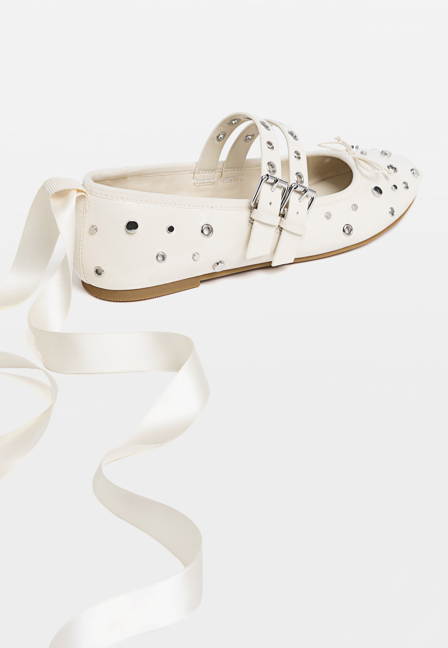 White studded flats sale