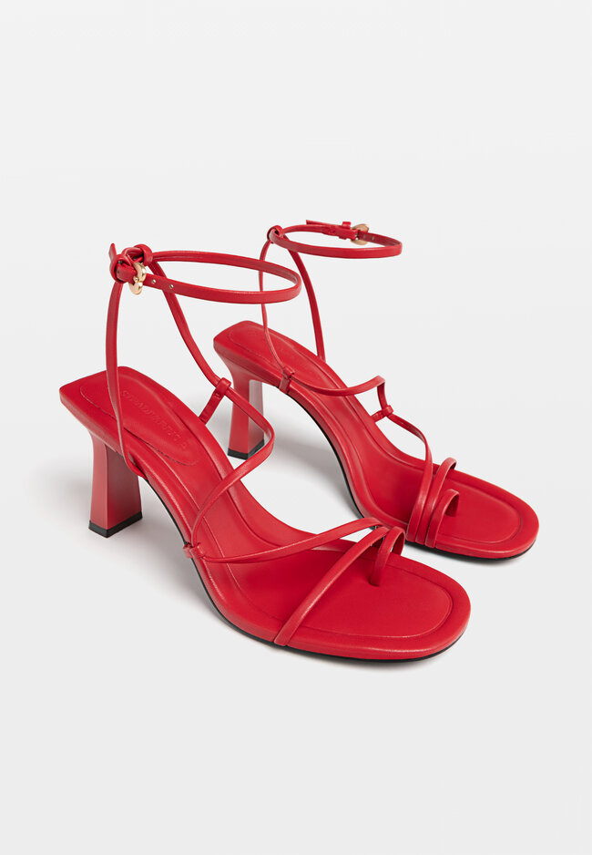 Stradivarius Sandalo con tacco multi fascette  ROSSO  37