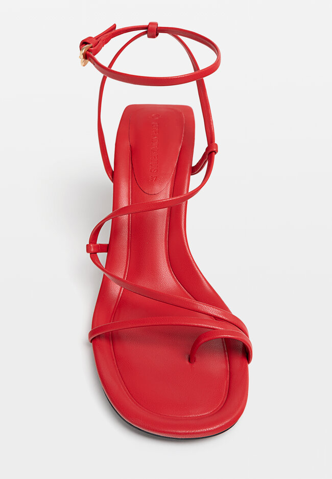 Stradivarius Sandalo con tacco multi fascette  ROSSO  37