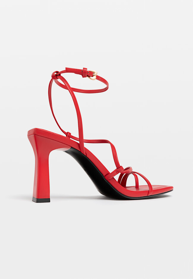 Stradivarius Sandalo con tacco multi fascette  ROSSO  37