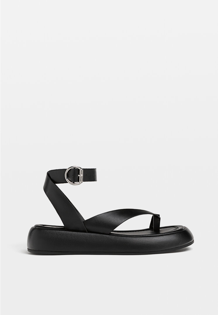 Stradivarius Sandale Joase Legate Pe Picior Negru 41