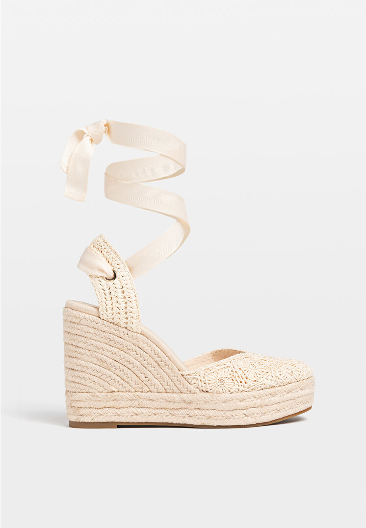 Stradivarius Lace-up crochet and jute wedges  COMBINED 4
