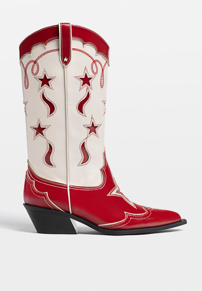 Stradivarius Cowboy boots with details  RED  5