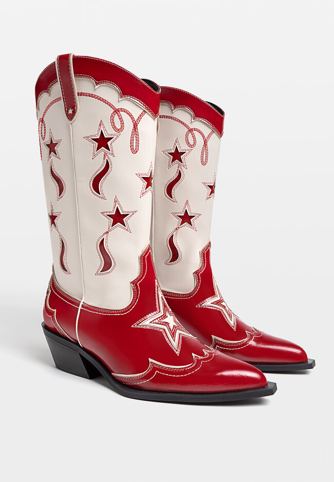 Stradivarius Cowboy boots with details  RED  5