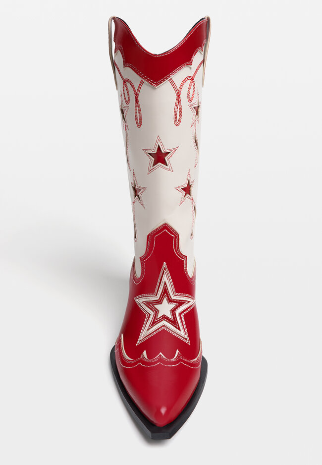 Stradivarius Cowboy boots with details  RED  5