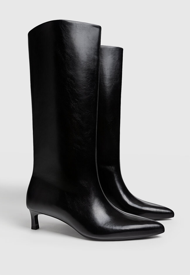 Stradivarius Stivali con tacco kitten  NERO  35