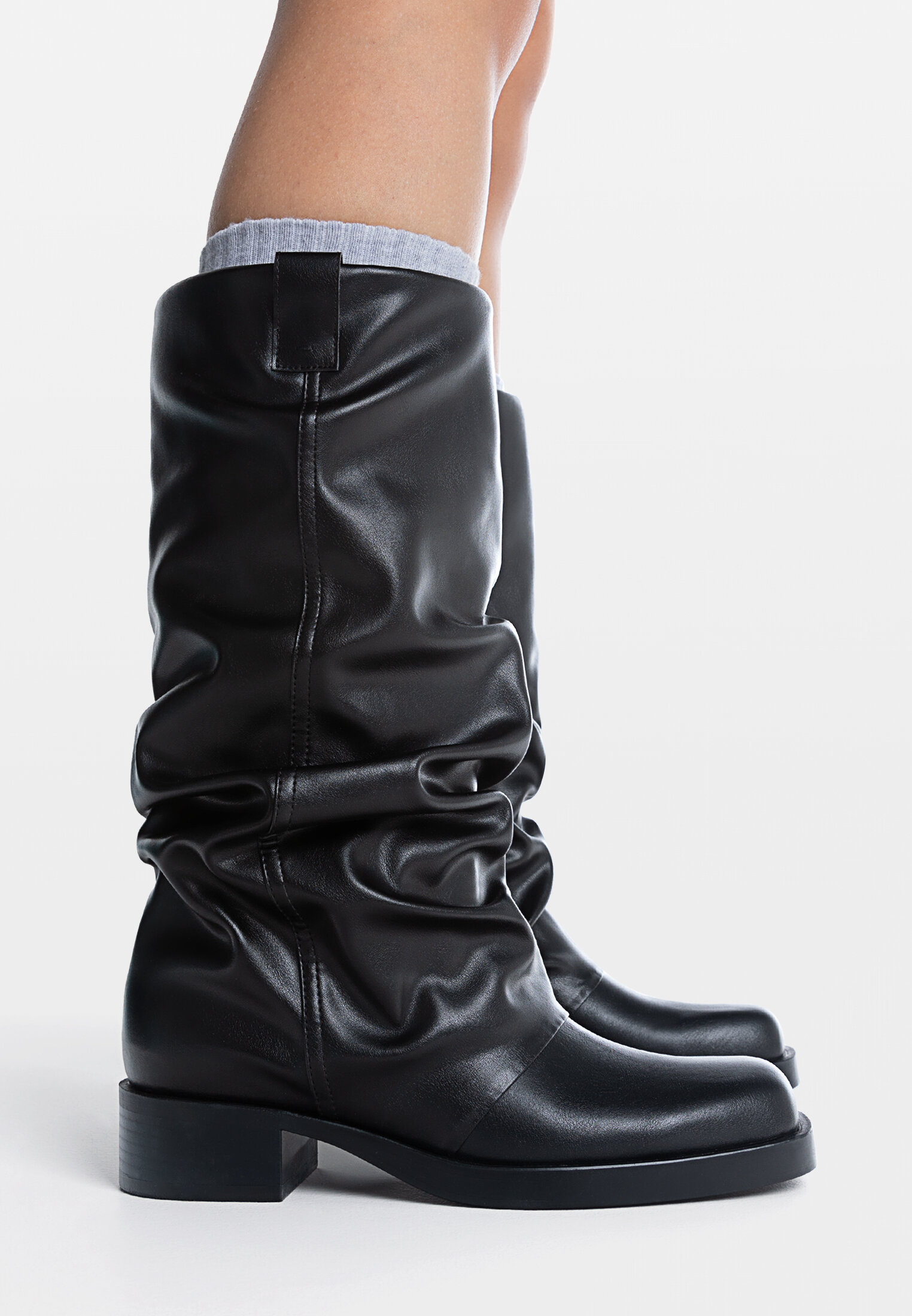 Slouchy biker top boots