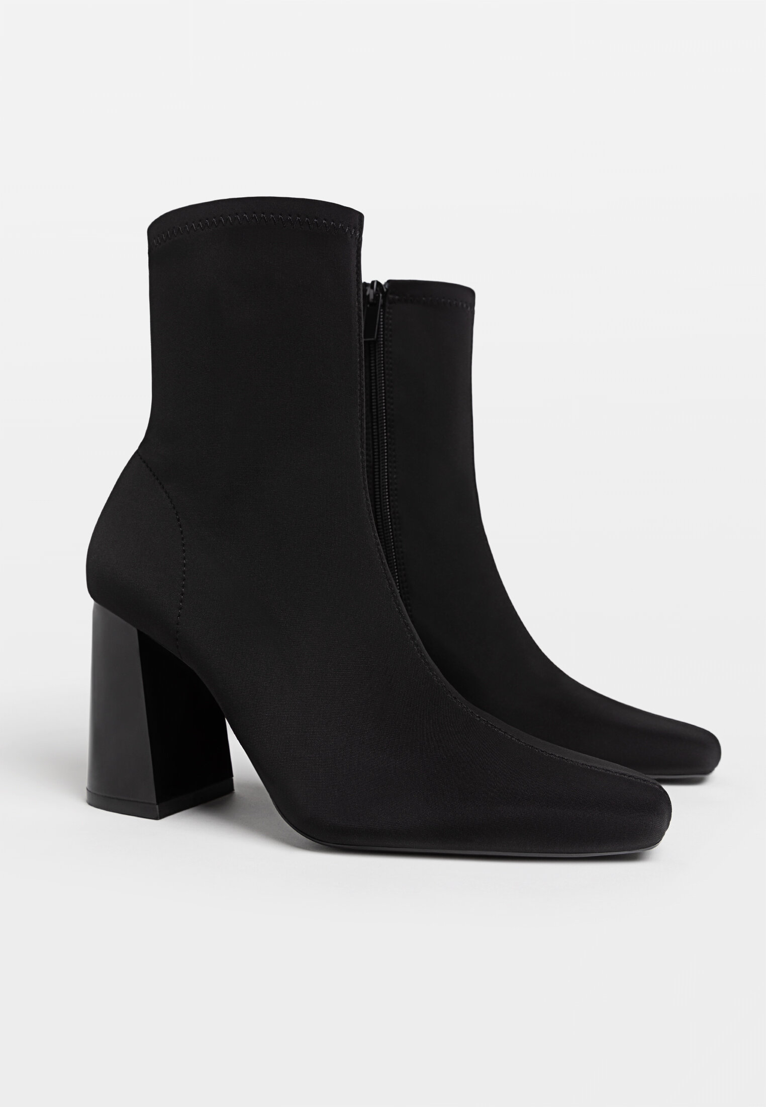 Fabric high heel ankle boots