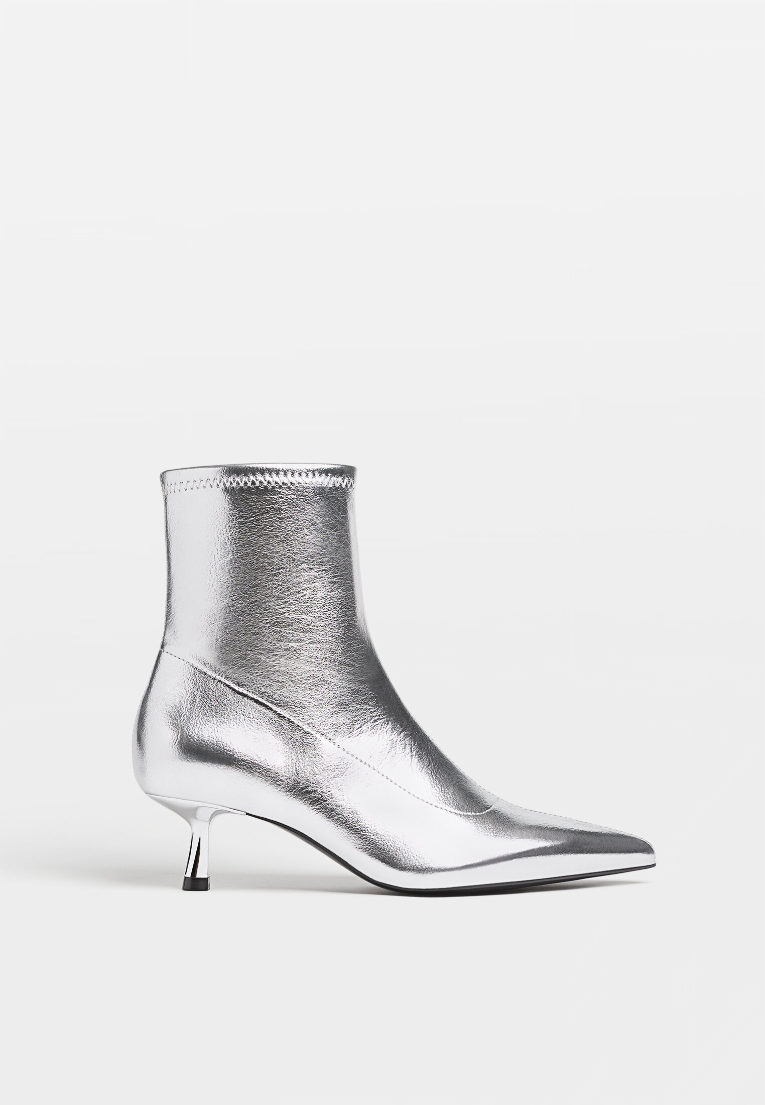 Silver kitten heel ankle boots hot sale