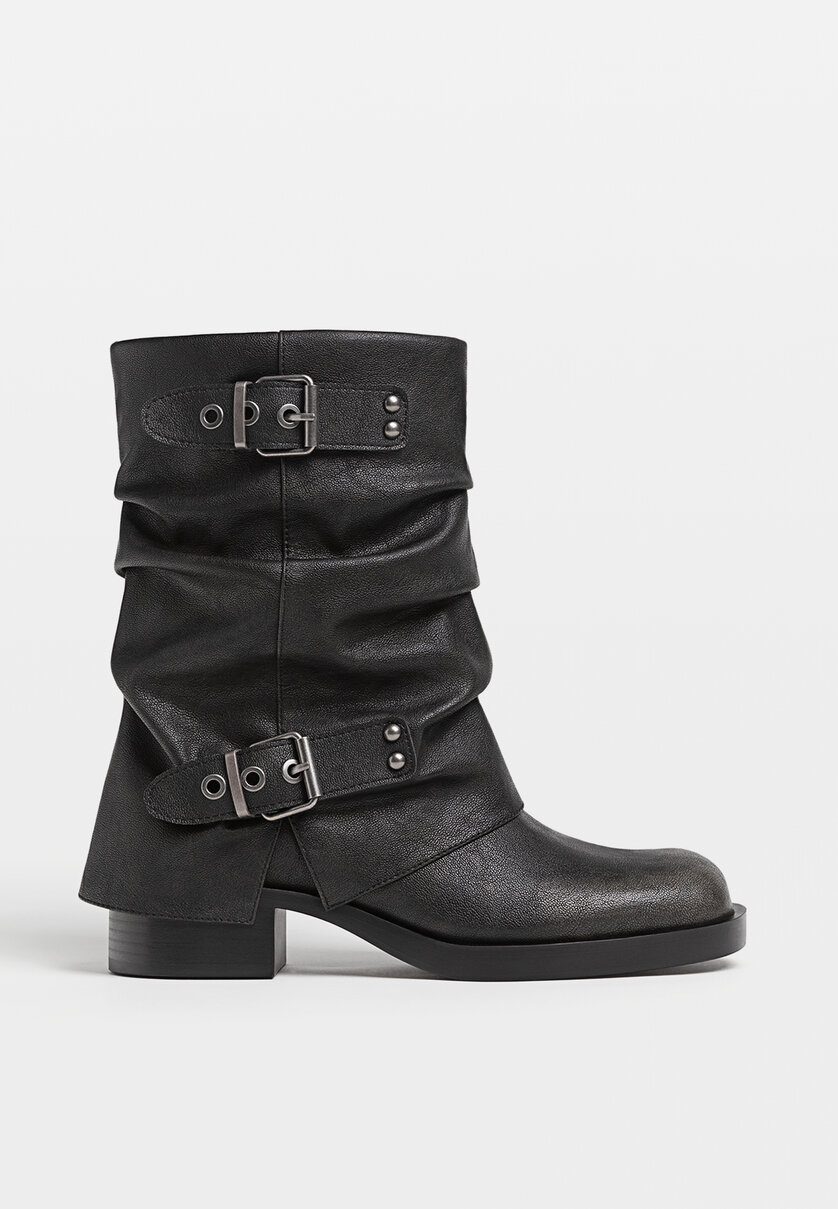 slouchy biker boots